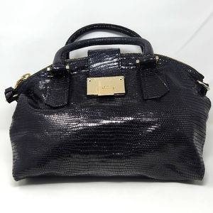 Elegant Black Crocodile-Embossed Handbag
